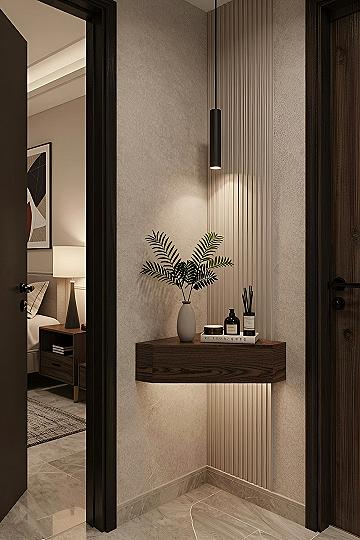 Adding a Floating Corner Shelf to Small Hallways