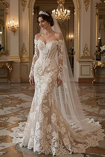 Choosing an Off-The-Shoulder Lace Mermaid Gown