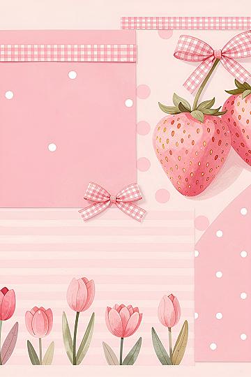 Charming Strawberry and Tulip Pink Wallpaper Themes