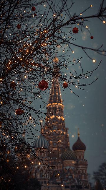 Enchanting Christmas City Aesthetic: Magical Winter Lights Wallpaper