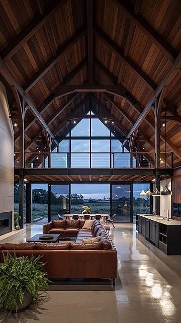 Double Height Living Room: Modern Barn Home Elegance