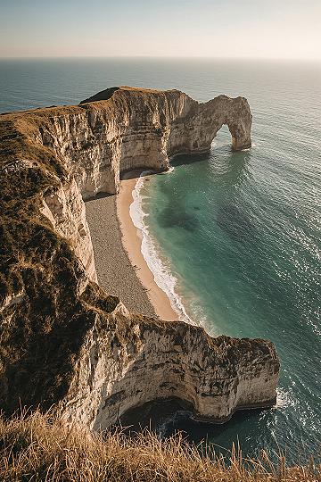 Coastal Cliffs of France: Aesthetic Ocean Landmark Views