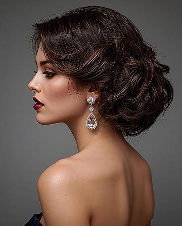Glam Wedding Makeup & Updo: Bridal Hair Inspiration for Strapless Dresses