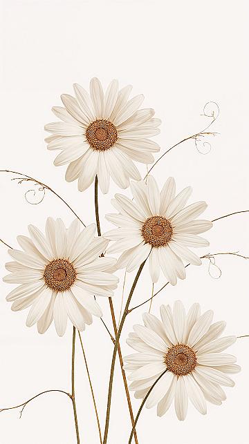 Minimalist Floral iPhone Wallpaper: Chic Neutral Photo Background