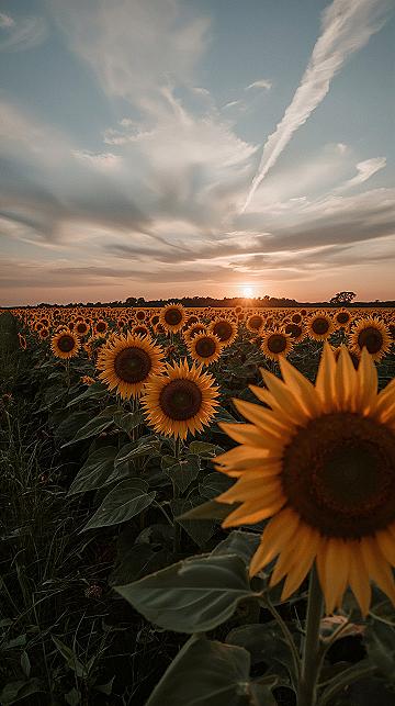 Golden Hour Sunflowers: Beautiful Nature Aesthetic Wallpapers