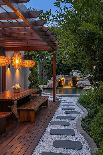 Create a Cozy Backyard Oasis with a Tranquil Pond and Waterfall