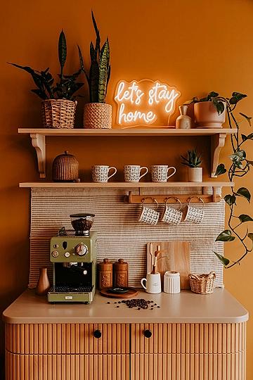 Chic Boho Coffee Bar: Countertop Decor & Indoor Plant Styling
