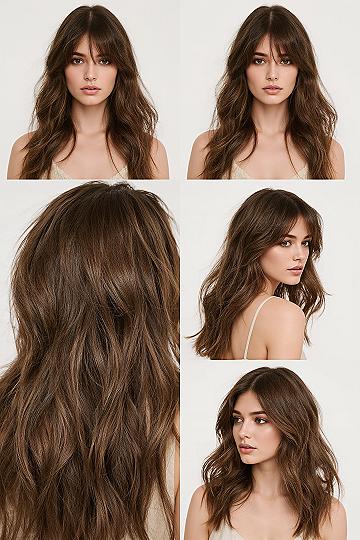 Trending Long Layered Haircuts with Face-Framing Curtain Bangs