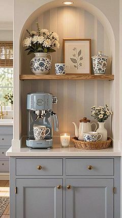Styling a Built-in Kitchen Niche for Coffee and Storage