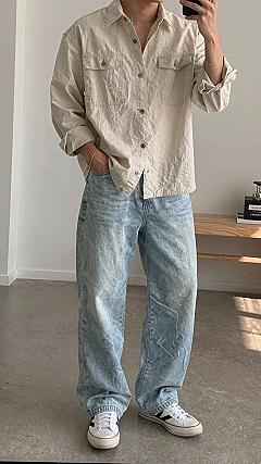 Pairing Utility Shirts With Relaxed Light Wash Jeans