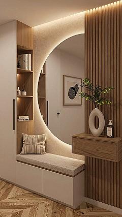 Adding a Round Backlit Mirror to a Hallway Corner