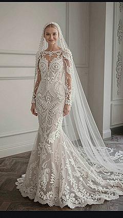 Styling a Slim Fit Illusion Neckline Wedding Dress