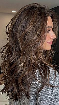 Soft Caramel Balayage on Chestnut Brown Hair