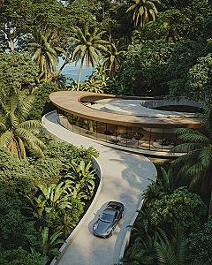 Artistic Architecture Meets Modern Exterior Landscape: Tropical Oasis