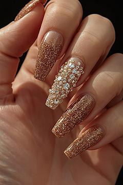 Luxury Gold & Glitter Ombré Nails for Bridal Season