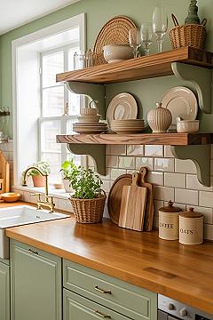 Sage Green & Wood Kitchens: Achieving Cottagecore Charm