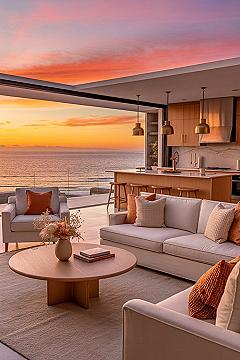 Dream Home Open Concept Living Room with Stunning Ocean Views