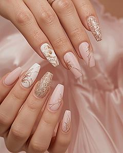 Luxury Blush & Gold Glitter Nails: Classy Acrylic Art for 2026