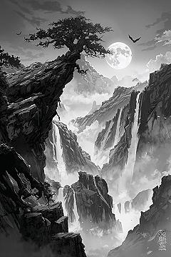 Enchanting Monochrome: Black & White Landscape 4K Wallpaper for Desktop