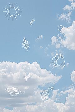 Cute Blue Sky Doodles: iPhone Wallpaper Personalization