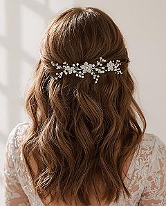 Dreamy Half Up Half Down Wedding Hair with Vine and Veil