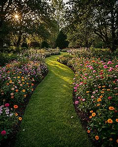 Dream Backyard Transformation: Floral Garden with Winding Paths