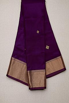 Exquisite Dark Purple Kanchipuram Silk Saree for Your Wedding Day