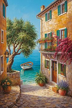 Mediterranean Summer: Coastal Charm & Colorful Cityscape Scenery