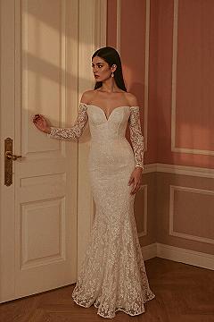 Timeless Off-Shoulder Lace Mermaid Wedding Dress with Long Sleeves