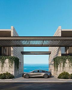 Modern Stone Home Exterior: Capturing Breathtaking Ocean Views