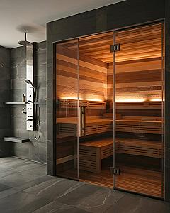 Master Bath Oasis: Integrated Sauna & Shower Luxury Design