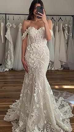 Maintaining Structured Floral Lace Wedding Gowns