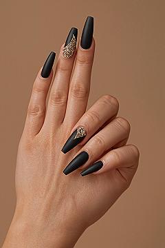 Matt Black & Golden Black Nails: Unleash Your Inner Diva