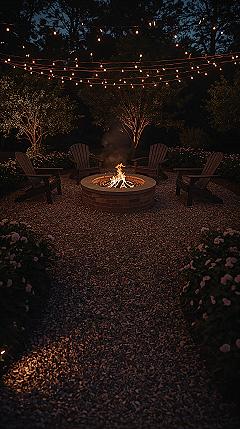 Magical Evenings: Outdoor Fire Pit Inspiration with String Lights for Backyard Parties