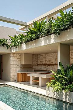 Courtyard Pool Home: Minimalist Luxury & Outdoor Kitchen