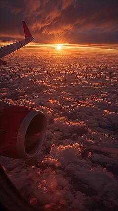 Epic Mountain Vistas: Travel Sunsets from the Clouds for Airplane Wallpapers