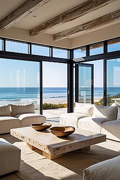Dream Coastal Living Room: Modern Luxury & Ocean Views