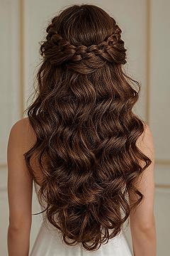 Stunning Half Up Half Down Bridal Hairstyle with Braids & Curls