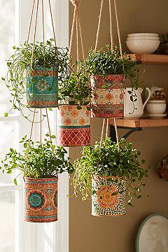 Upcycled Tribal Planters: Boho Kitchen Decor Essentials