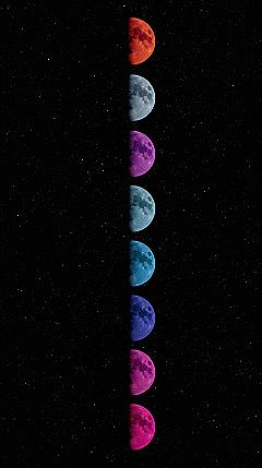 Colorful Moon Phases Aesthetic Wallpaper for iPhone Space