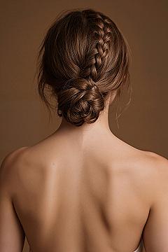 Braided Updo for Long Hair: Korean-Inspired Wedding Elegance