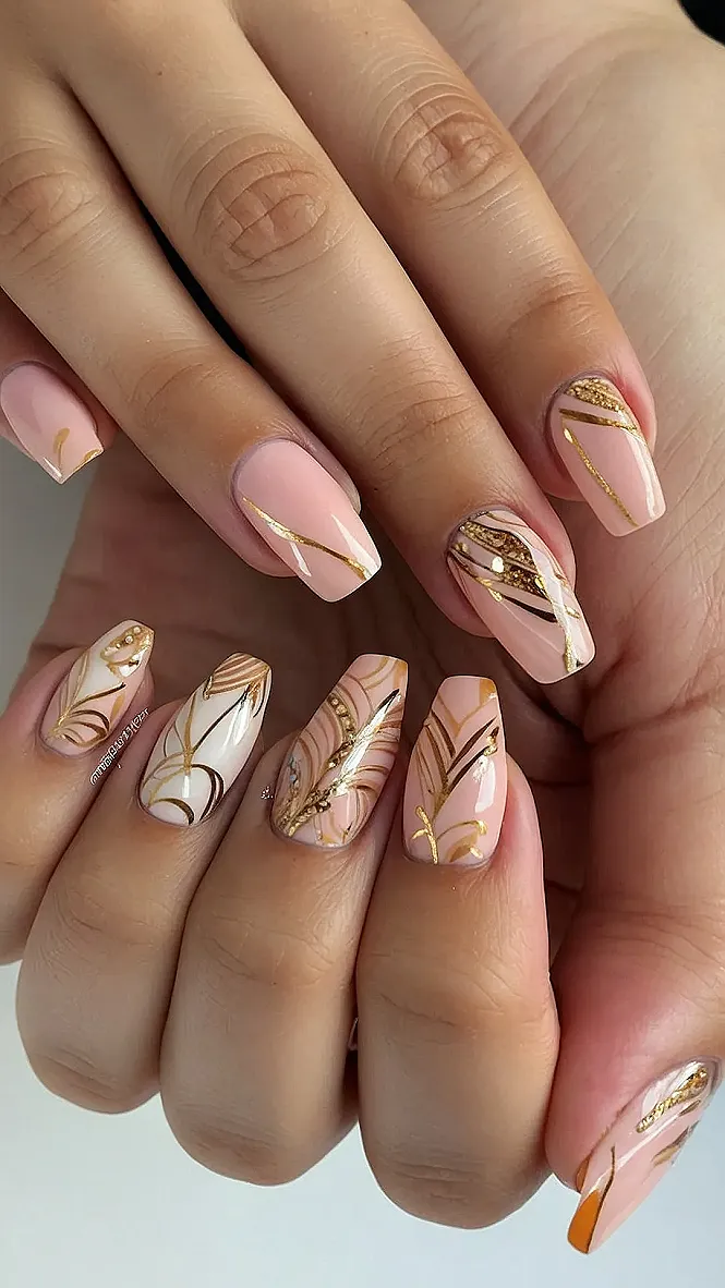 Golden Holiday Nails