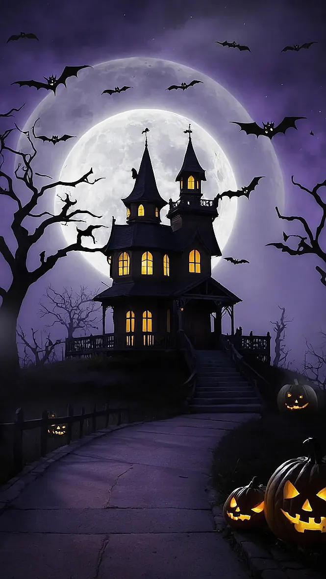 Spooky Mansion Under the Moonlight