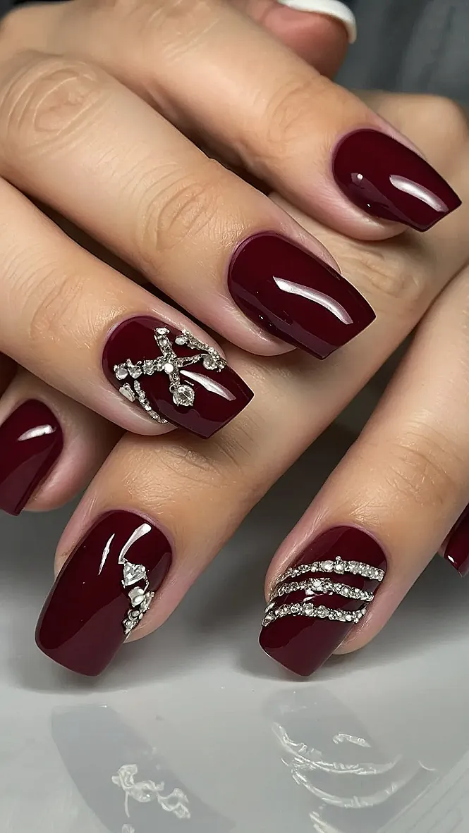 Funny-Classy Burgundy Nails