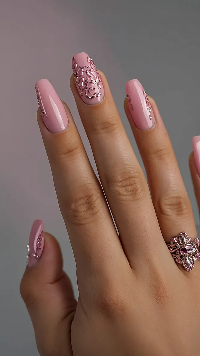 Rose Royalty Bee Nails