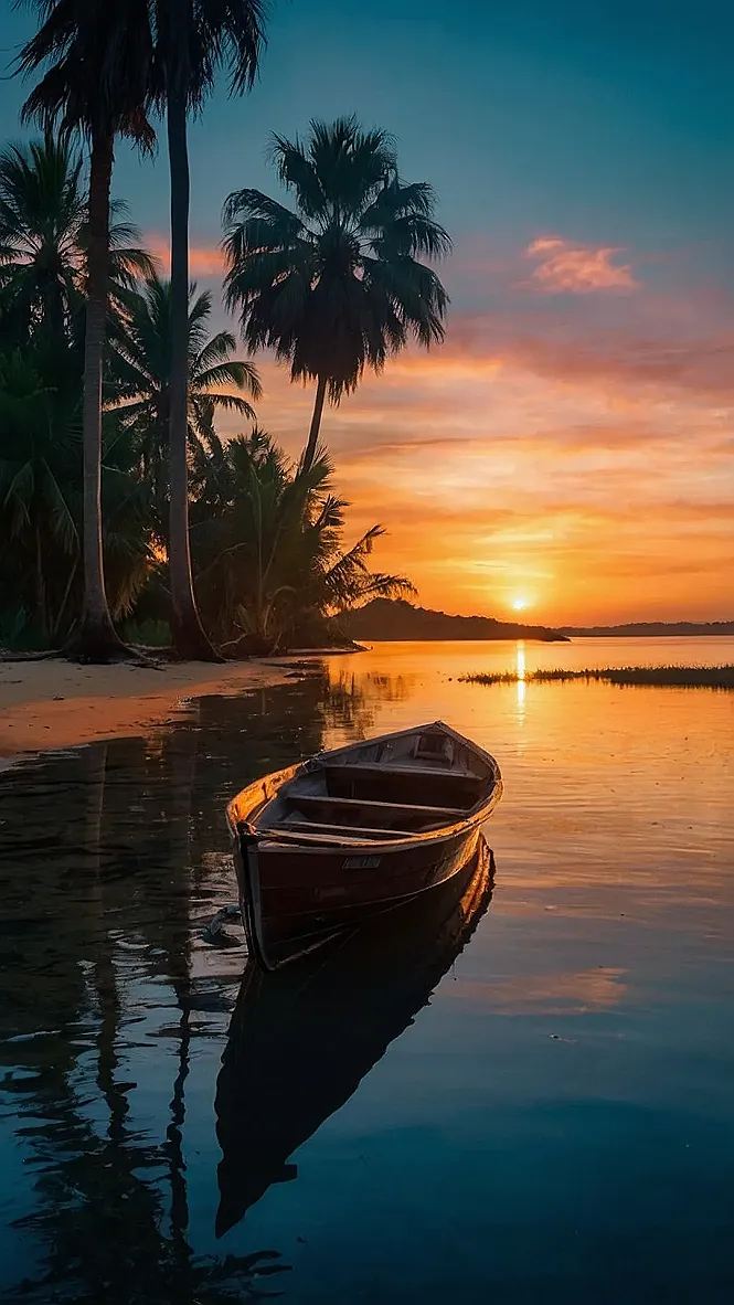 Sunset Boat Serenity