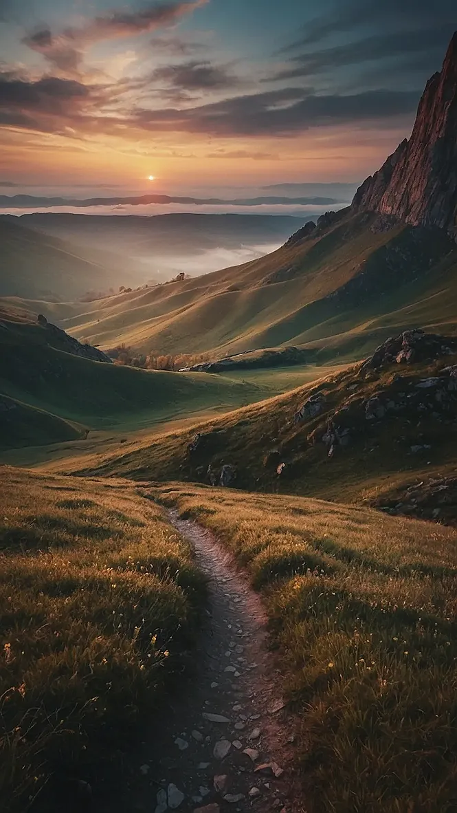 Dreamy Meadows Basking in Soft Morning Light