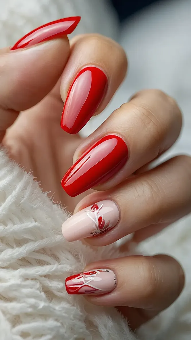 Red Bloom Manicure