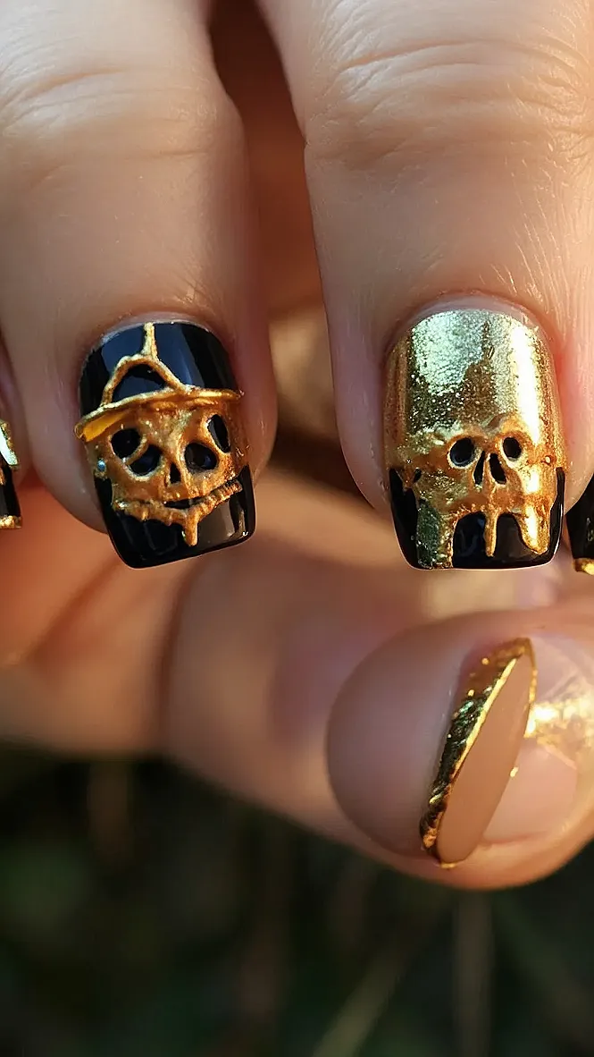 Golden Skull Nails: