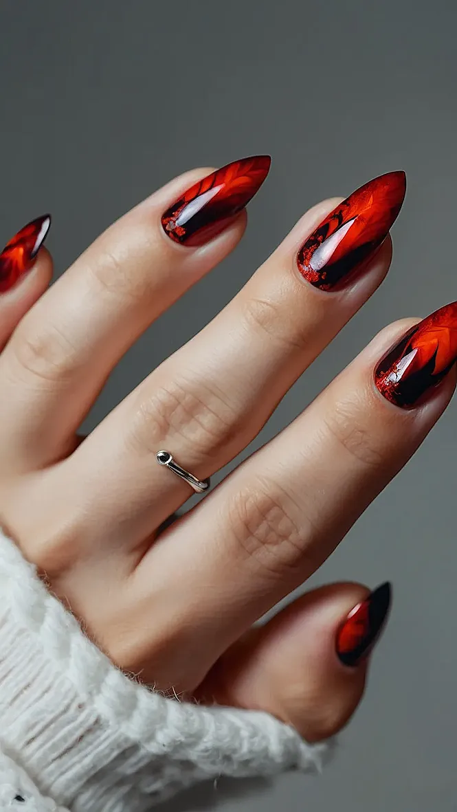 Scarlet Blaze: Nail Art That Sizzles